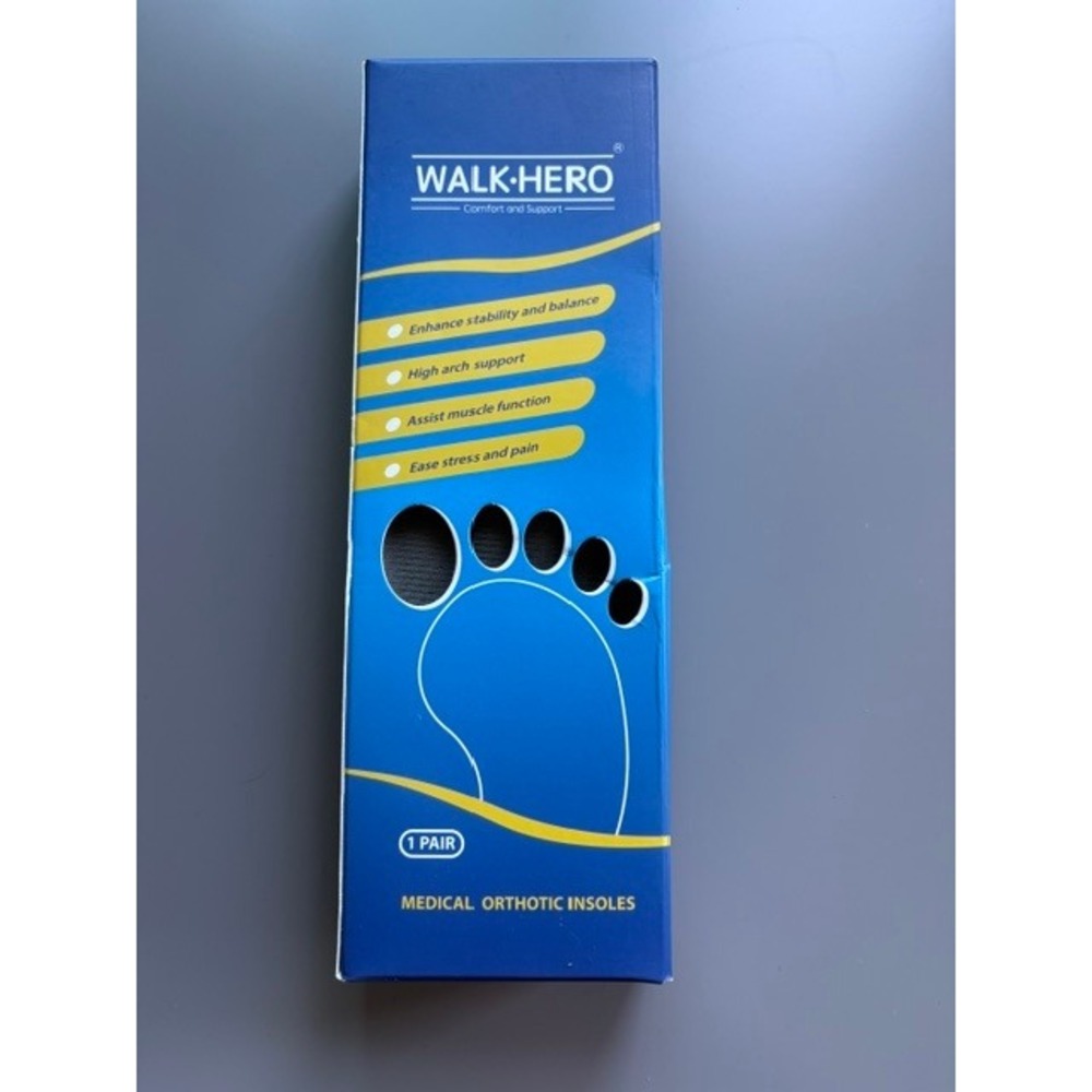 Walk-Hero Medical Orthotic Insoles High Arch Support Plantar Fasciitis 1 Pr NEW